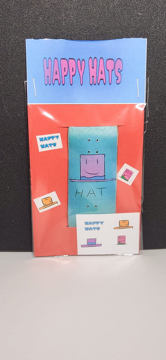 Happy Hats design fingerboard deck